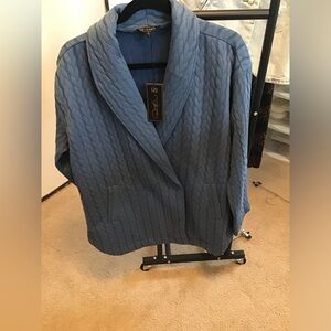 NWT Women’s L Diane Gilman Quilted Light Blue Jacket 2 front pkt and snap close